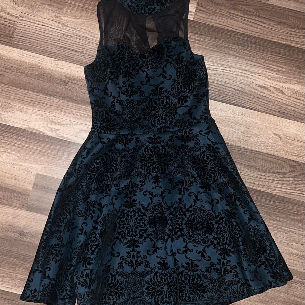 Charlotte Russe Black and Teal Floral Dress